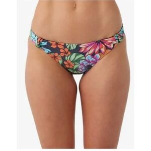 ONeill Womens Tropical Floral Bikini Bottoms Black Multicolor Low Rise Large